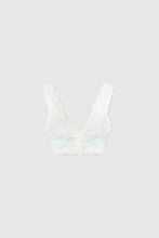 Load image into Gallery viewer, Short top in cotton muslin with valencienne lace details
