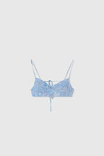 Load image into Gallery viewer, Destructured denim-print devoré bra
