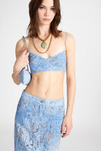 Load image into Gallery viewer, Destructured denim-print devoré bra
