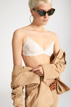 Load image into Gallery viewer, Cotton muslin deconstructed bra with pleated details and valencienne lace

