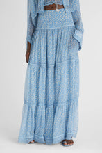 Load image into Gallery viewer, Pure silk long skirt with micro flower print and valencienne lace
