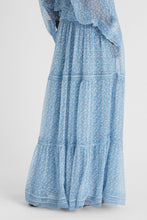 Load image into Gallery viewer, Pure silk long skirt with micro flower print and valencienne lace

