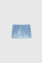 Load image into Gallery viewer, Denim miniskirt with devoré floral pattern
