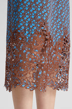 Load image into Gallery viewer, Pure silk crepe de chine dress with micro flower print and lace appliqué on the bottom
