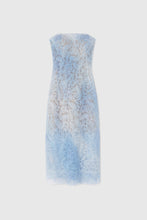 Load image into Gallery viewer, Light denim print lace bustier dress with tone-on-tone crystal appliqués

