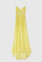 Load image into Gallery viewer, Silk chiffon long dress with handmade floral embroidery
