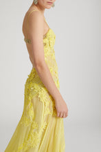 Load image into Gallery viewer, Silk chiffon long dress with handmade floral embroidery
