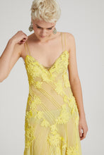 Load image into Gallery viewer, Silk chiffon long dress with handmade floral embroidery
