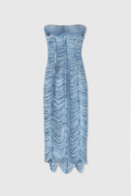 Load image into Gallery viewer, Silk midi bustier dress with crystals in soutache technique
