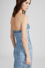 Load image into Gallery viewer, Silk midi bustier dress with crystals in soutache technique
