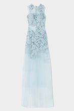 Load image into Gallery viewer, Long toulle dress with handmade degrade floral embroidery
