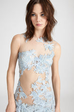 Load image into Gallery viewer, Long toulle dress with handmade degrade floral embroidery
