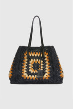 Load image into Gallery viewer, Multicolor rafia shopping bag with hand-made crochet weave
