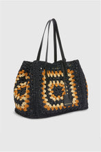 Load image into Gallery viewer, Multicolor rafia shopping bag with hand-made crochet weave
