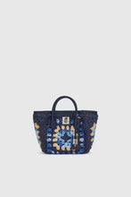 Load image into Gallery viewer, Mini shopping bag in multicolor rafia with hand-made crochet weave
