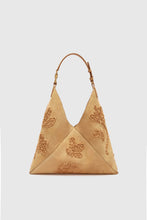 Load image into Gallery viewer, New Dudu in beige nuvolato suede with handmade silk chiffon creponne floral embroidery
