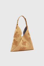 Load image into Gallery viewer, New Dudu in beige nuvolato suede with handmade silk chiffon creponne floral embroidery
