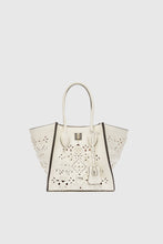 Load image into Gallery viewer, Medium Maggie in hammered calfskin with geometric carving made and finished by hand
