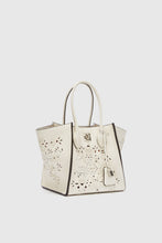 Load image into Gallery viewer, Medium Maggie in hammered calfskin with geometric carving made and finished by hand
