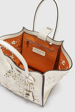 Load image into Gallery viewer, Medium Maggie in hammered calfskin with geometric carving made and finished by hand
