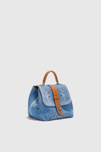 Load image into Gallery viewer, Mini Liza in denim with geometric cut-out made and finished by hand
