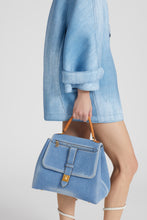 Load image into Gallery viewer, Medium Liza in denim with hammered calfskin details
