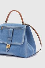 Load image into Gallery viewer, Medium Liza in denim with hammered calfskin details
