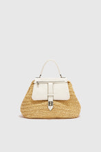 Load image into Gallery viewer, Medium Liza in crocheted rafia and hammered calfskin details
