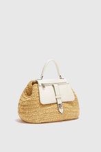 Load image into Gallery viewer, Medium Liza in crocheted rafia and hammered calfskin details
