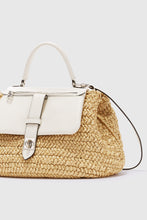 Load image into Gallery viewer, Medium Liza in crocheted rafia and hammered calfskin details
