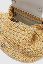 Load image into Gallery viewer, Medium Liza in crocheted rafia and hammered calfskin details
