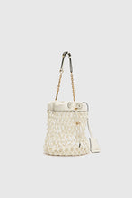 Load image into Gallery viewer, White bucket made of woven nappa leather ‘

