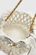 Load image into Gallery viewer, White bucket made of woven nappa leather ‘
