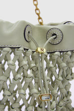Load image into Gallery viewer, Light green woven nappa leather bucket
