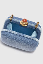 Load image into Gallery viewer, Micro clutch jewel in hand-aged jeans
