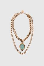 Load image into Gallery viewer, Necklace with double chain and semi-precious light blue hard stone
