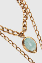 Load image into Gallery viewer, Necklace with double chain and semi-precious light blue hard stone
