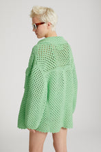 Load image into Gallery viewer, Caban in crochet cotton knit, buttons and front pockets
