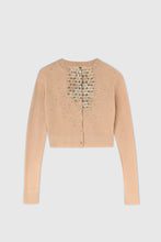 Load image into Gallery viewer, Knitted cotton cardigan with hand-embroidered micro crystals
