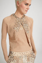 Load image into Gallery viewer, Knitted cotton cardigan with hand-embroidered micro crystals
