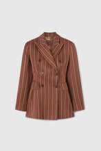 Load image into Gallery viewer, Double-breasted sculptural blazer with pinstripe pattern
