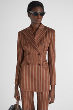 Load image into Gallery viewer, Double-breasted sculptural blazer with pinstripe pattern
