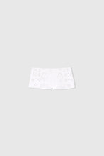 Load image into Gallery viewer, Linen blend shorts with handmade geometric pattern cutout
