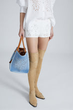 Load image into Gallery viewer, Linen blend shorts with handmade geometric pattern cutout
