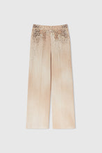 Load image into Gallery viewer, Wide trousers in marocain denim print with bead embroidery.
