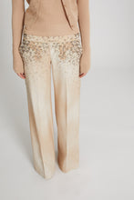 Load image into Gallery viewer, Wide trousers in marocain denim print with bead embroidery.
