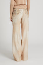 Load image into Gallery viewer, Wide trousers in marocain denim print with bead embroidery.
