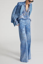 Load image into Gallery viewer, Palazzo trousers in silk blend devorè with floral motif
