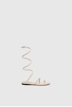 Load image into Gallery viewer, Flat sandal in smooth calfskin with hand-woven lacing
