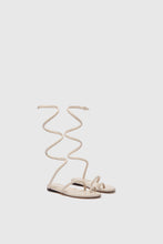Load image into Gallery viewer, Flat sandal in smooth calfskin with hand-woven lacing
